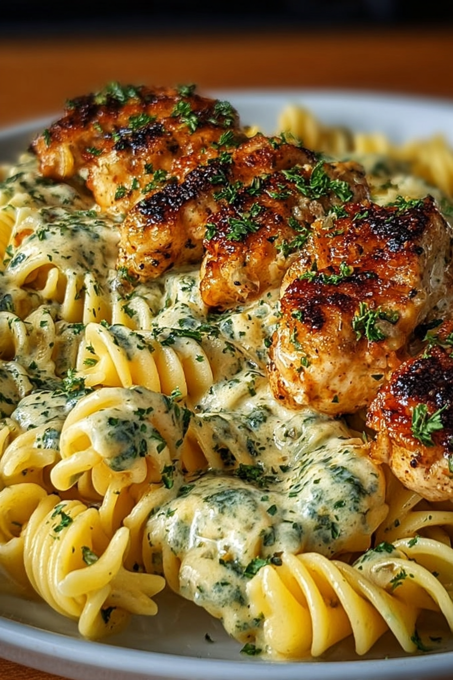 Cheesy Twisted Pasta with Creamy Garlic Parmesan Chicken image 2