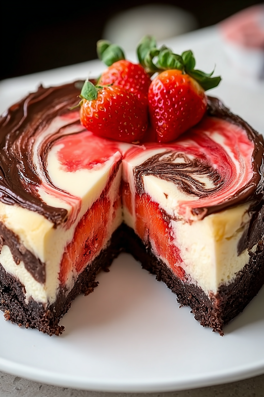 Chocolate Strawberry Swirl Cheesecake image 2