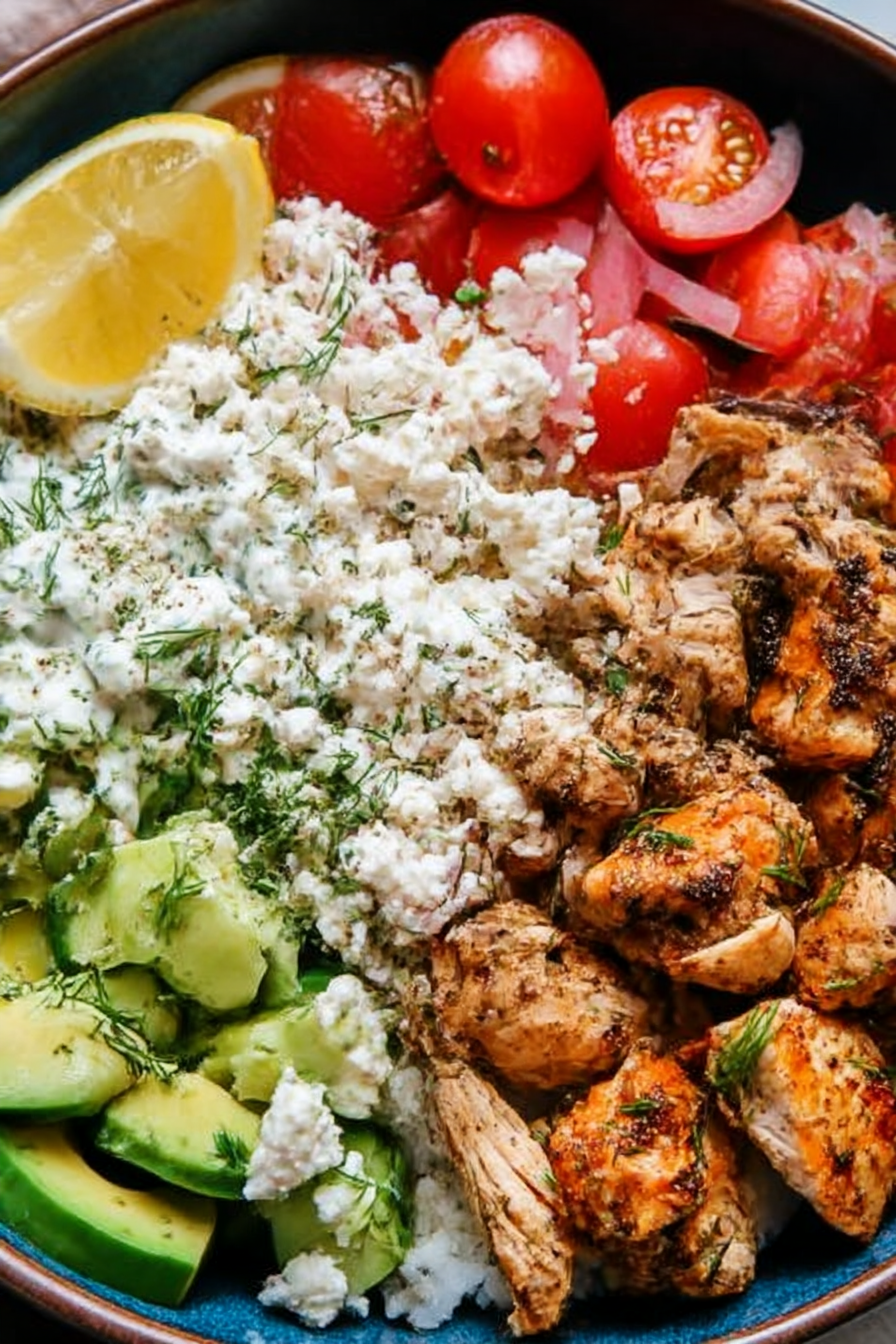 Grilled Chicken Power Bowl with Tzatziki and Sweet Potato Fries image 2