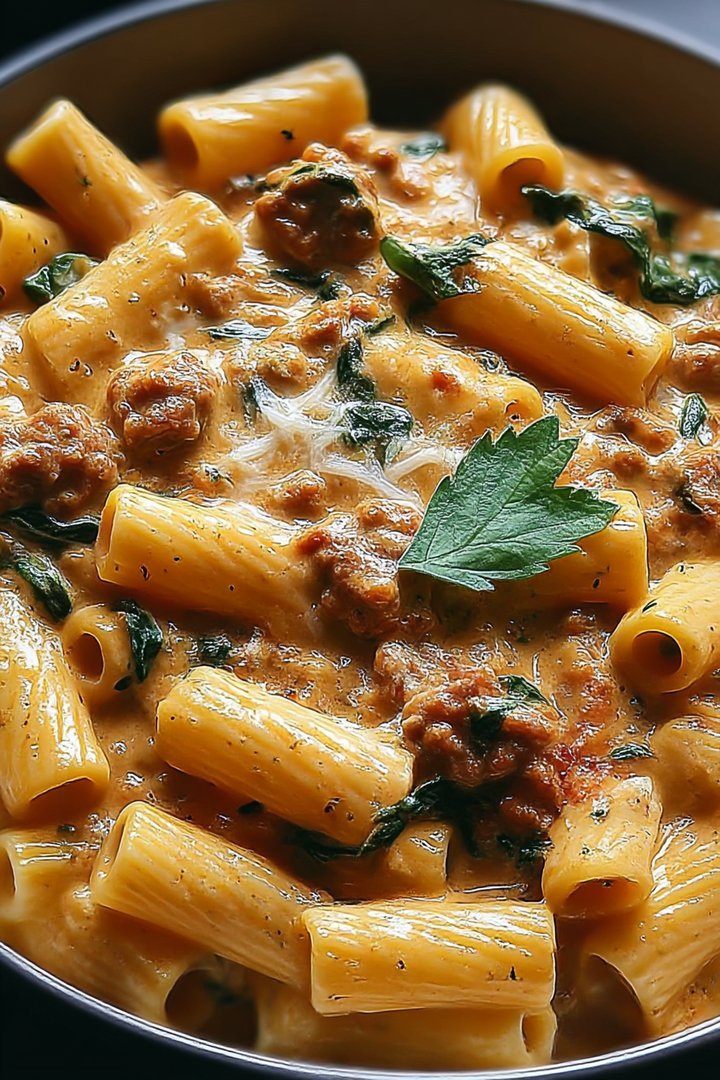 One-Pot Creamy Chicken Sausage Rigatoni Recipe image 2
