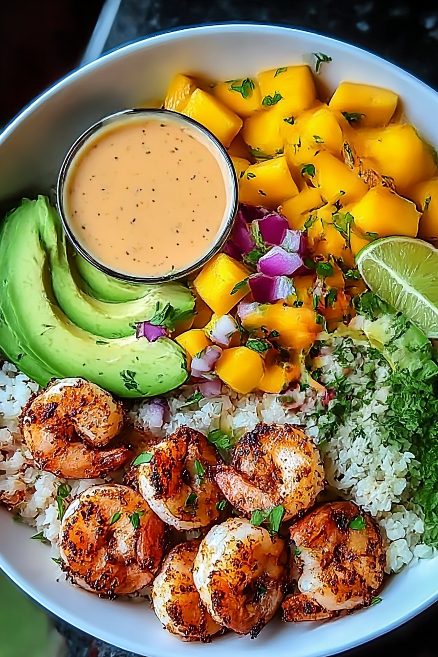 Shrimp and Avocado Bowls with Mango Salsa & Lime chili sauce image 2