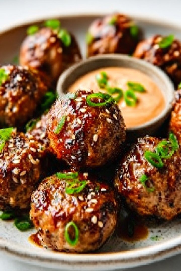 Tender Korean BBQ Meatballs with Spicy Mayo Dip image 2