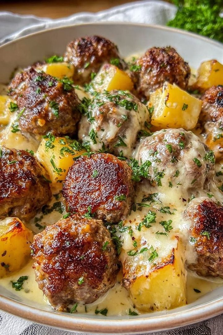 Meatballs Potatoes Cheese Bake image 2