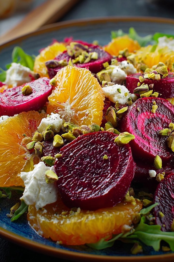 Vibrant Beet and Orange Salad with Creamy Feta and Crunchy Pistachios image 2